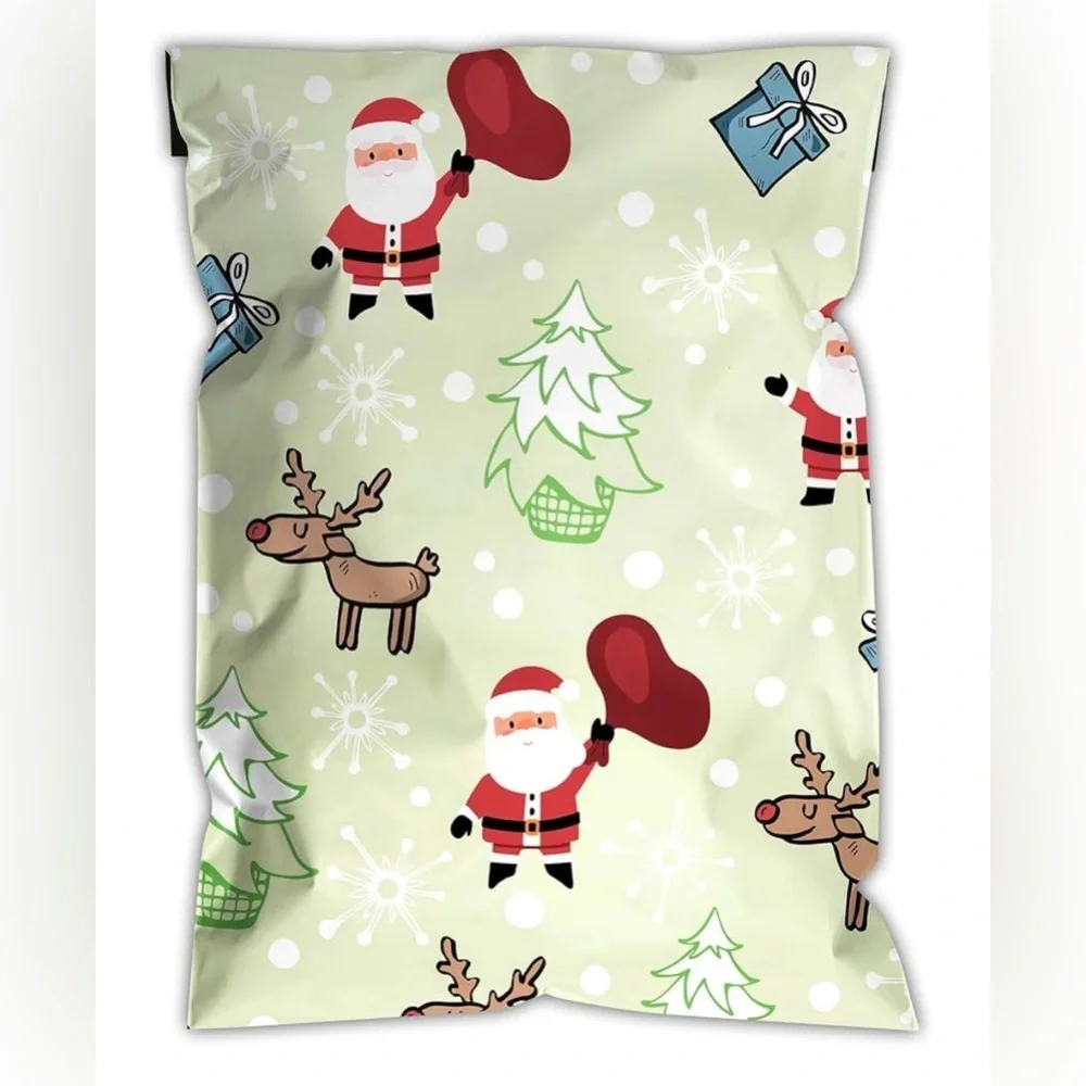 20 Festive Santa and Reindeer Poly Mailers Multicolor 20 Pack